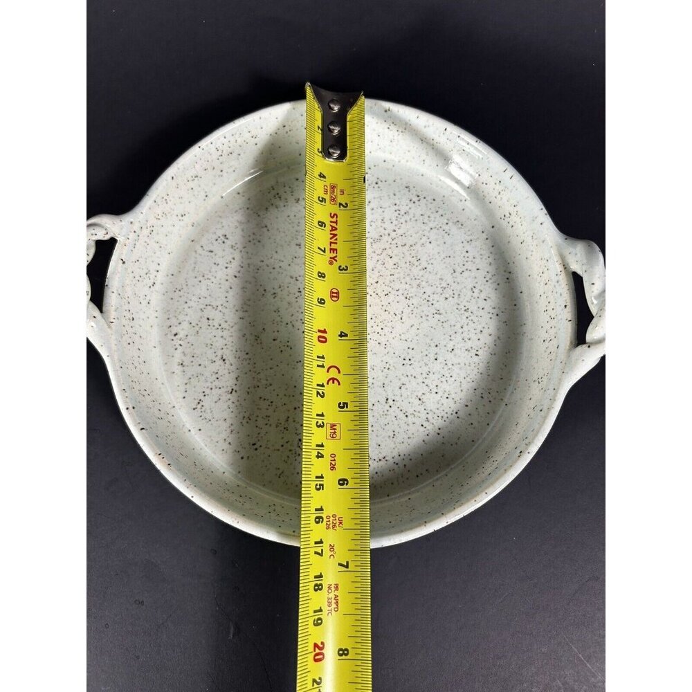 Signed Studio Art Pottery Cream And Sugar On Serving Tray Green Speckled Glaze - Picture 10 of 11